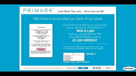 primark survey codes.